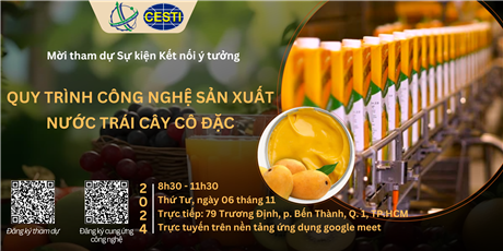 Mời tham gia sự kiện Kết nối ý tưởng “Quy trình công nghệ sản xuất nước trái cây cô đặc”